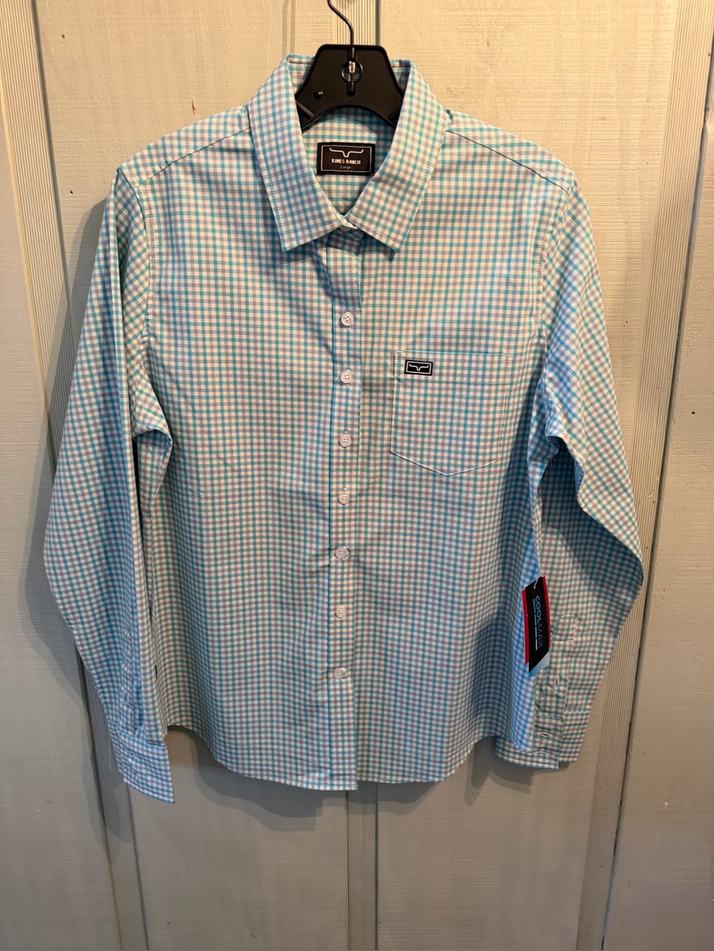 Kimes Ranch Women’s Blue Gingham Button-Down Coolmax Shirt